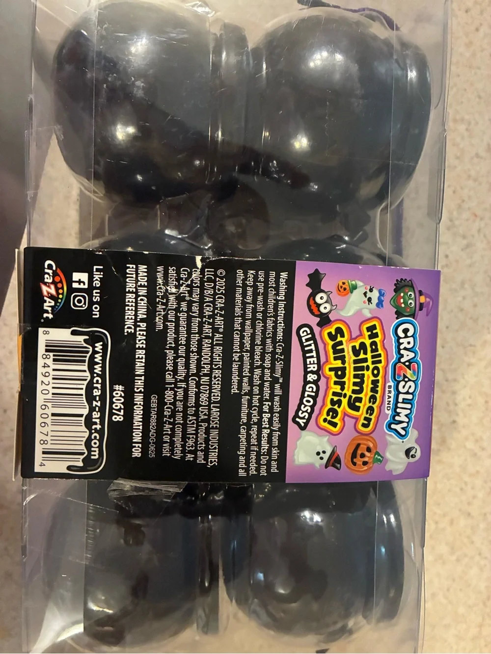 Cra-Z-Slimy Halloween Cauldron Surprise Set Glitter Slime Glossy Set 6 pieces